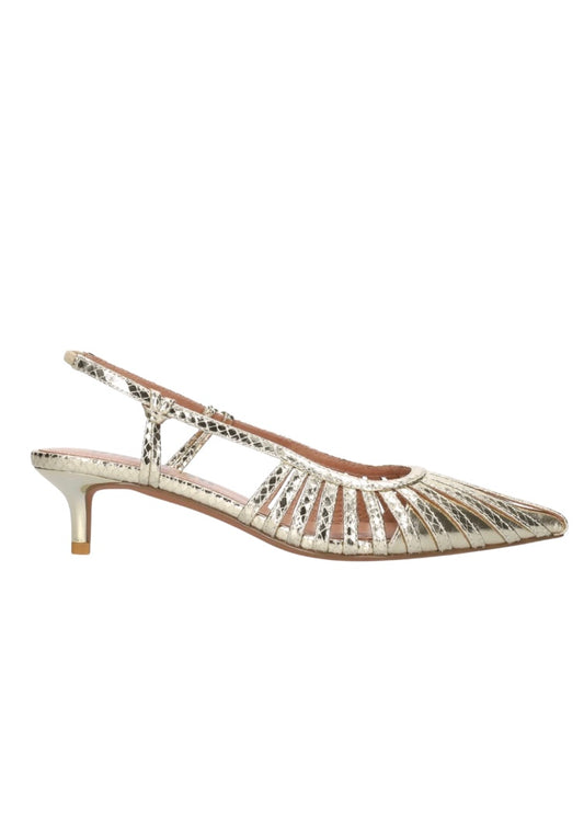 Sling Back Kitten Heel Gold