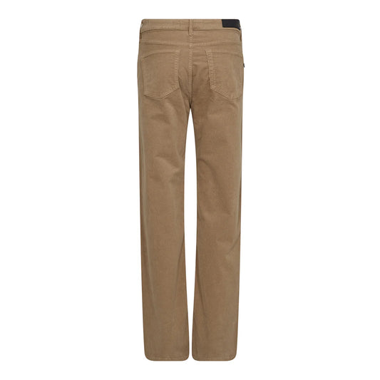  brown cord jeans with straight leg and high waist rear view 