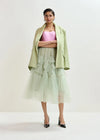 mid length voluminous tulle light green skirt model