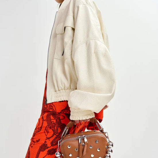 large silver bead necklace from essentiel antwerp model shot