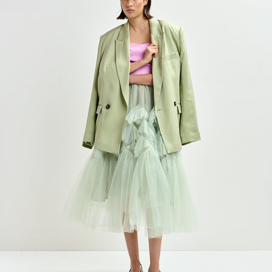 mint green oversized blazer model