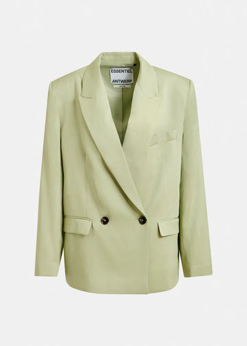 light green double breasted oversized blazer from essentiel antwerp