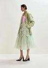 light green double breasted oversized blazer from essentiel antwerp side 