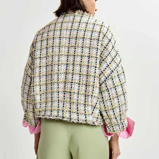 round neck tweed cropped jacket from essentiel antwerp rear 