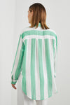 Relaxed 100% cotton muslin shirt with wide white and green stripe