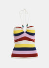 Multicolored striped tank top on a white background