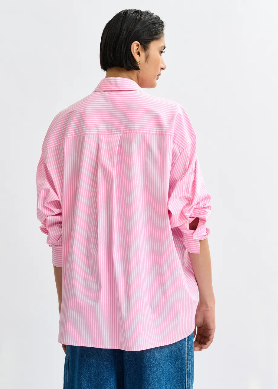 pink stripe shirt with 2 pink bows from essentiel antwerp rear