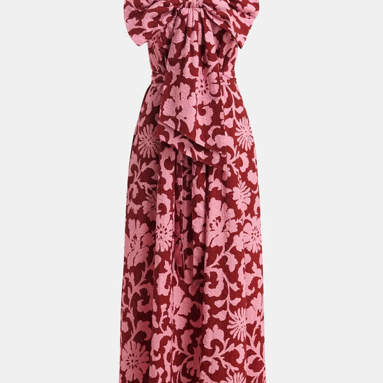 Pink floral dress on a white background