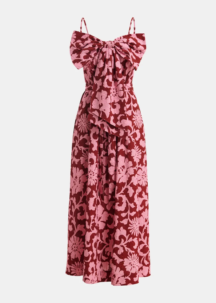 Pink floral dress on a white background