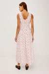 Woman wearing floral Rails dress rear view