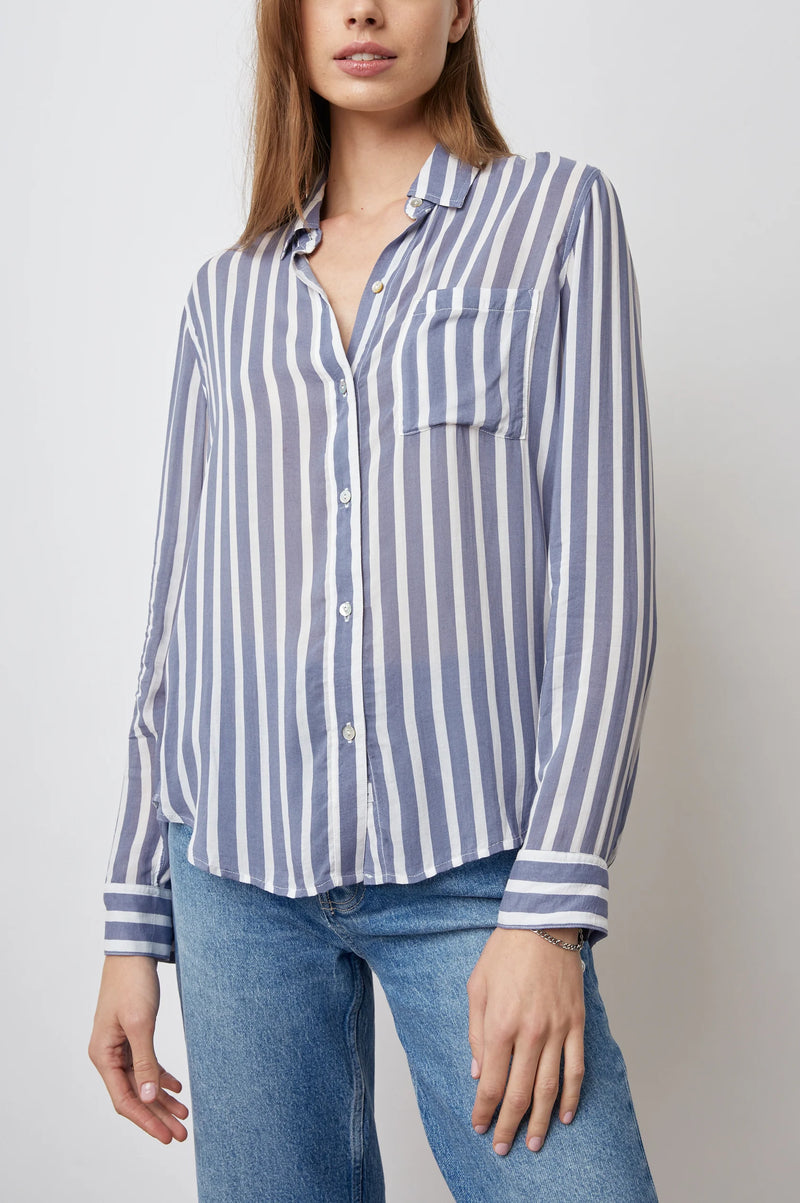 Blue and white stripe shirt