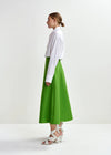 a line midi green skirt side