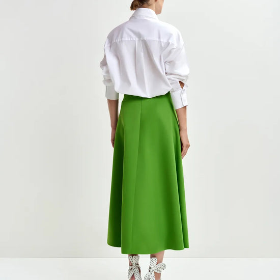 a line midi green skirt rear 
