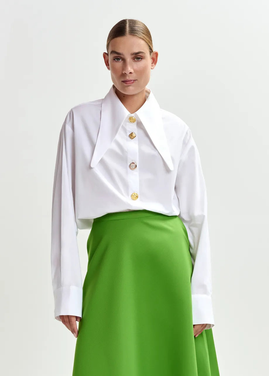 a line midi green skirt model