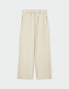 ecru relaxed trousers with optional tie belt and side pockets 