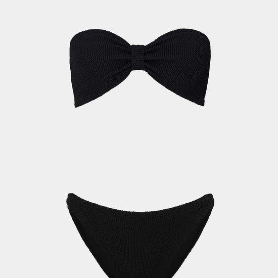 black crinkle strapless bikini from hunza g