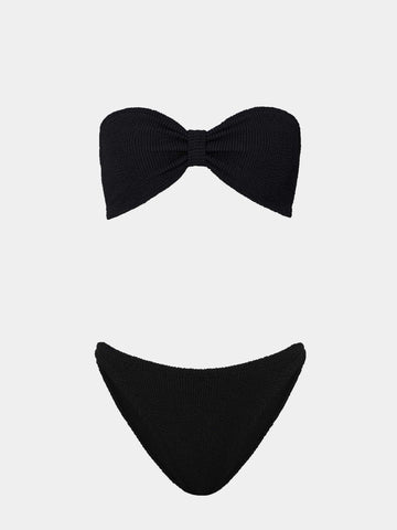 black crinkle strapless bikini from hunza g