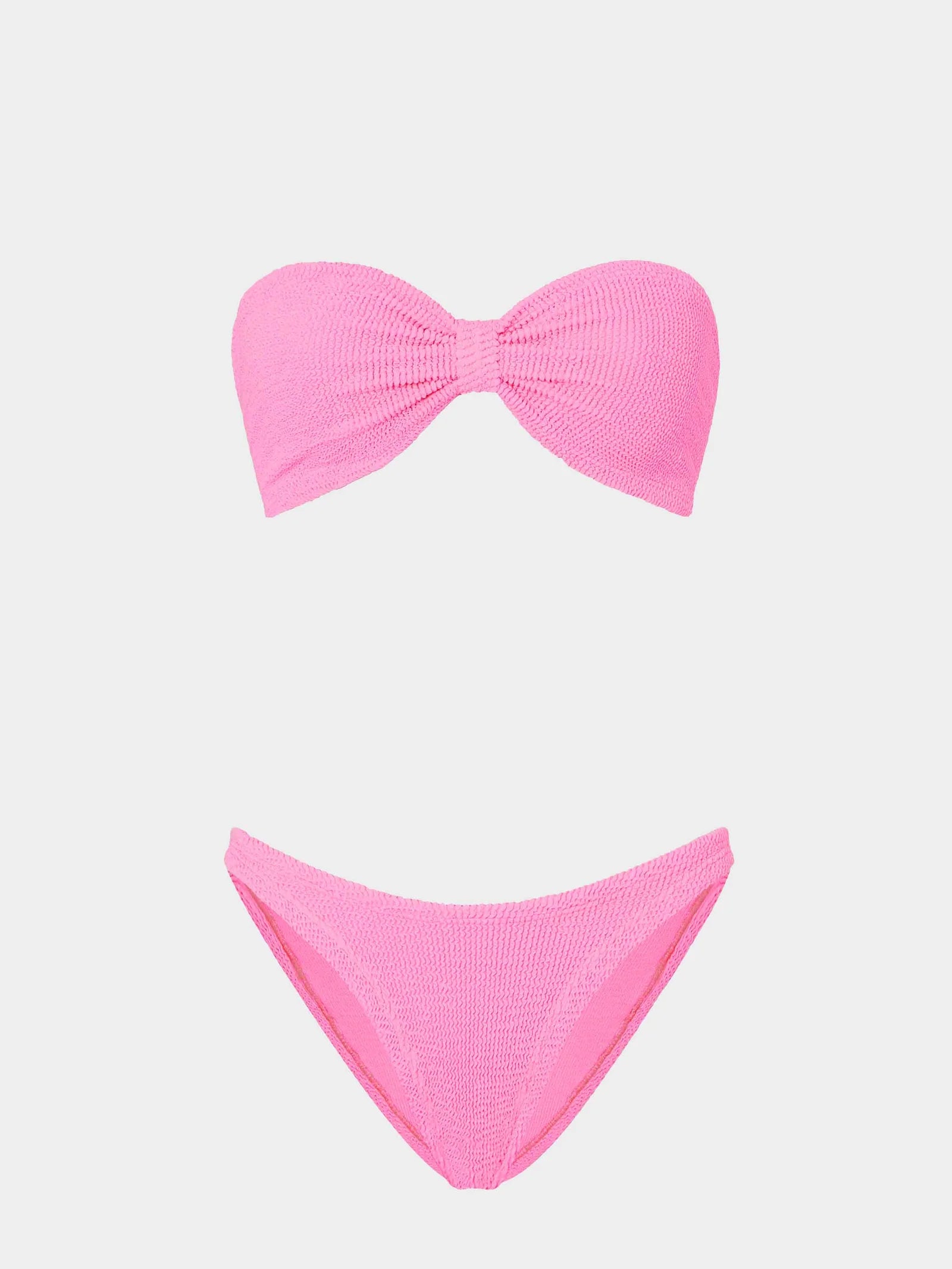 pink crinkle strapless bikini from hunza g
