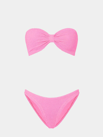 pink crinkle strapless bikini from hunza g
