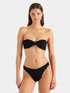 black crinkle strapless bikini from hunza g model shot