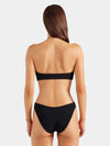 black crinkle strapless bikini from hunza g model shot rear view