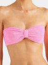 pink crinkle strapless bikini from hunza g close up