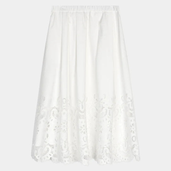 White lace skirt on a white background