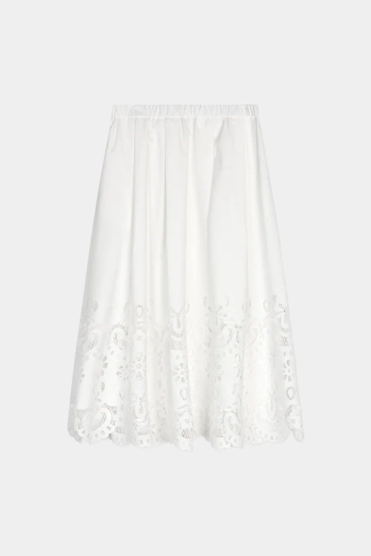 White lace skirt on a white background