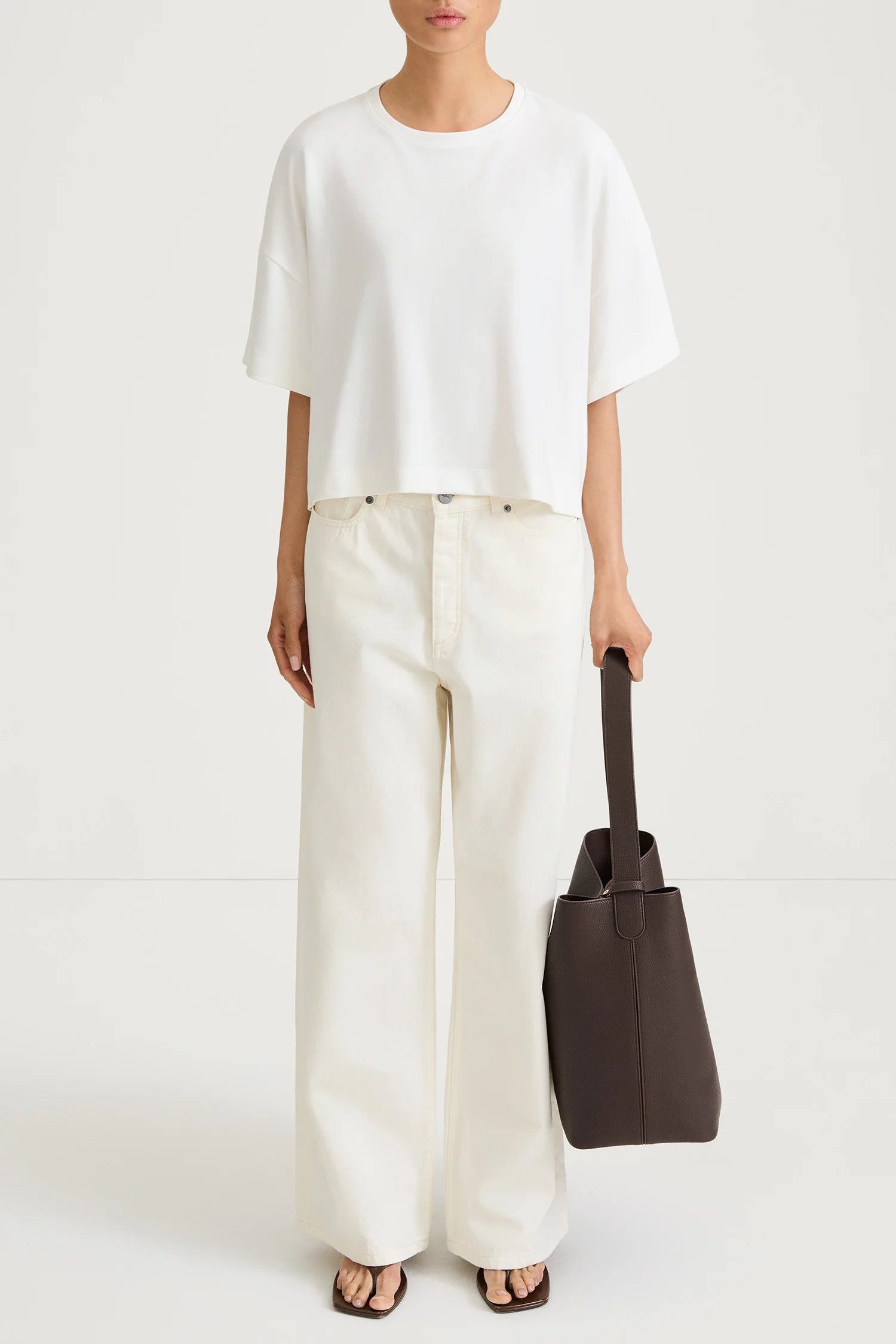 Cream boxy cut t shirt from Stylin