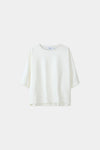 Cream round neck boxy fit tee 