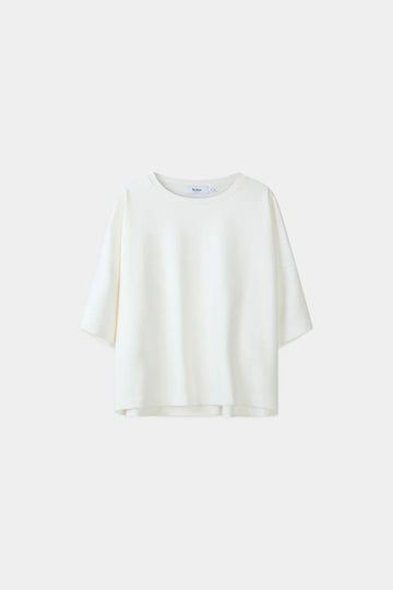 Cream round neck boxy fit tee 