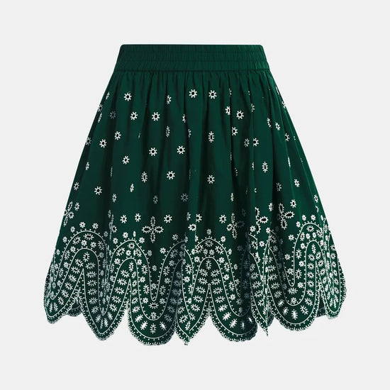 flay lay of green skirt 