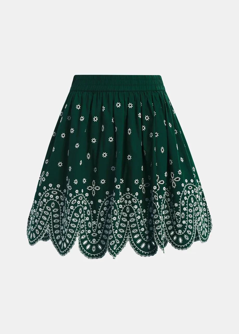flay lay of green skirt 