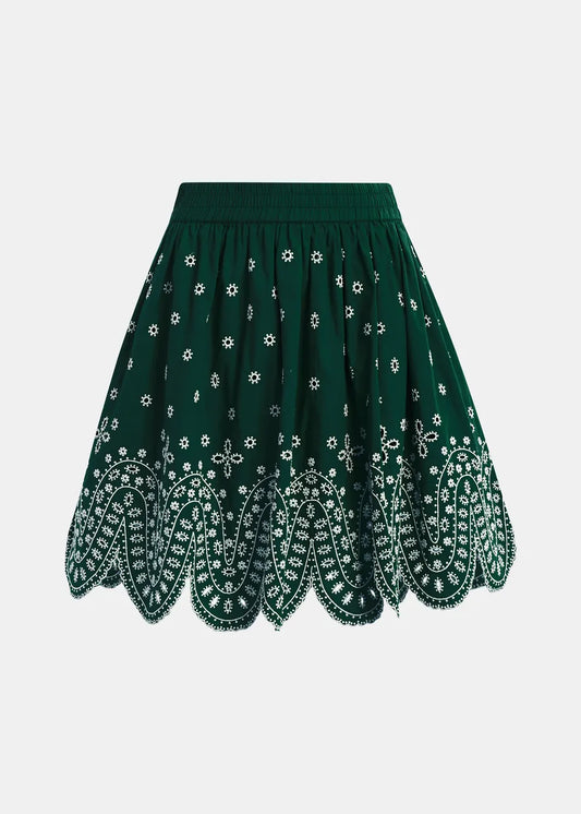flay lay of green skirt 