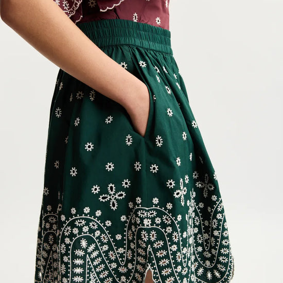 close up of green skirt 