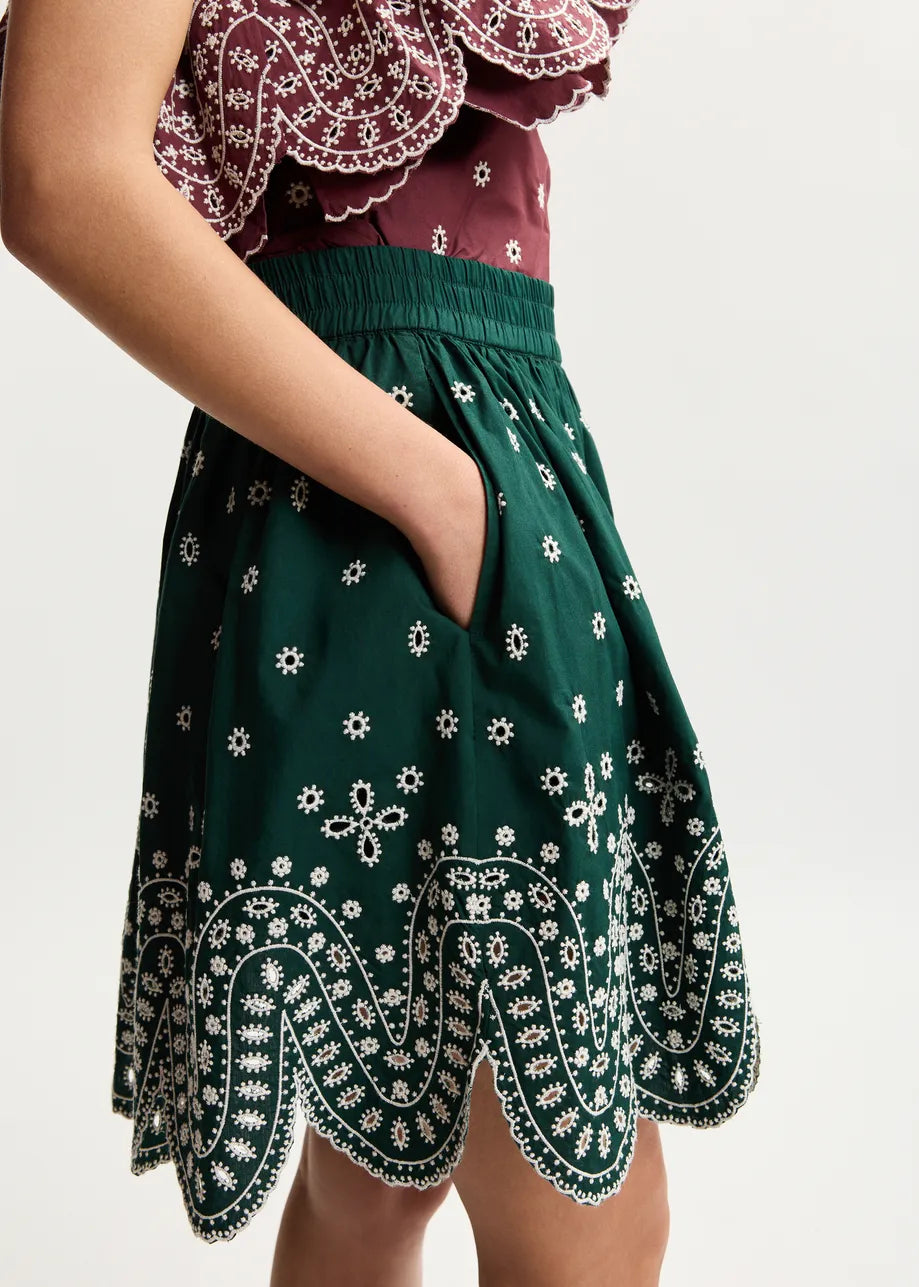close up of green skirt 