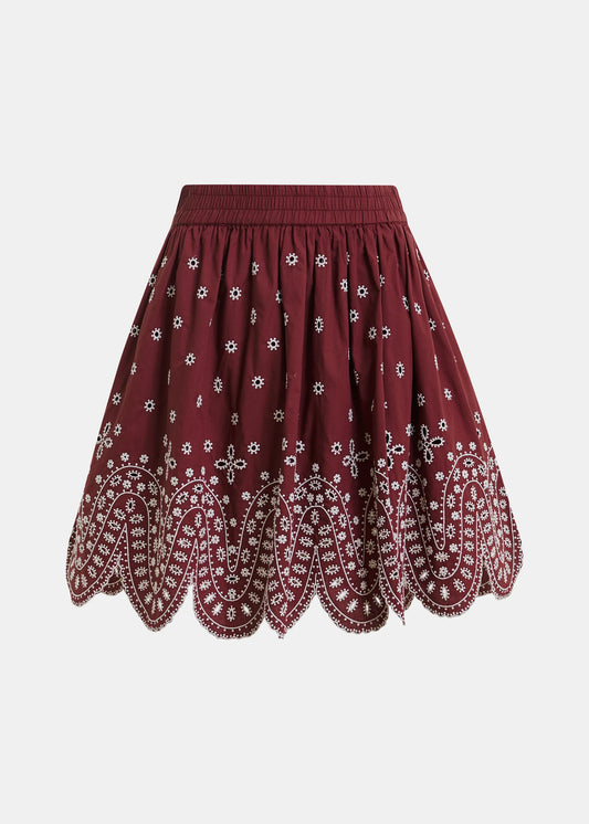 Karter Scallop Skirt Deep Wine