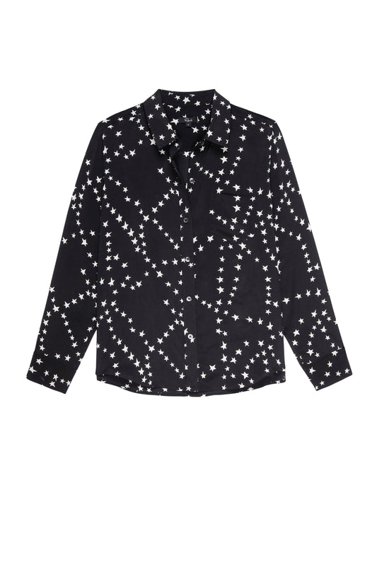 100% silk shirt with white star details