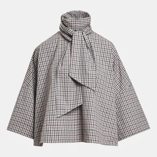Plaid TOP with a scarf on a white background