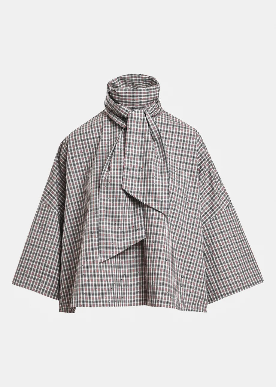 Plaid TOP with a scarf on a white background