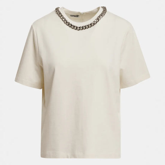 White tshirt with chain on a white background