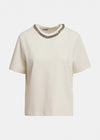White tshirt with chain on a white background