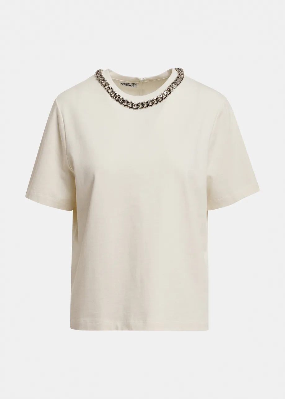 White tshirt with chain on a white background