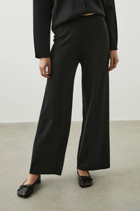 Black straight leg jersey stretch knitted trousers