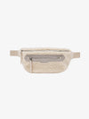 cream sherpa belt bag with 2 zipped pockets