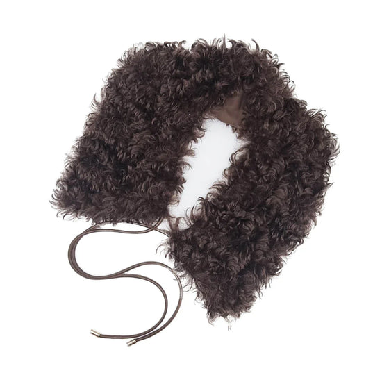 Brown faux fur collar on a white background