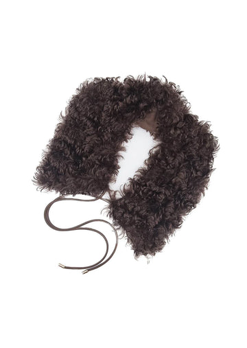 Brown faux fur collar on a white background