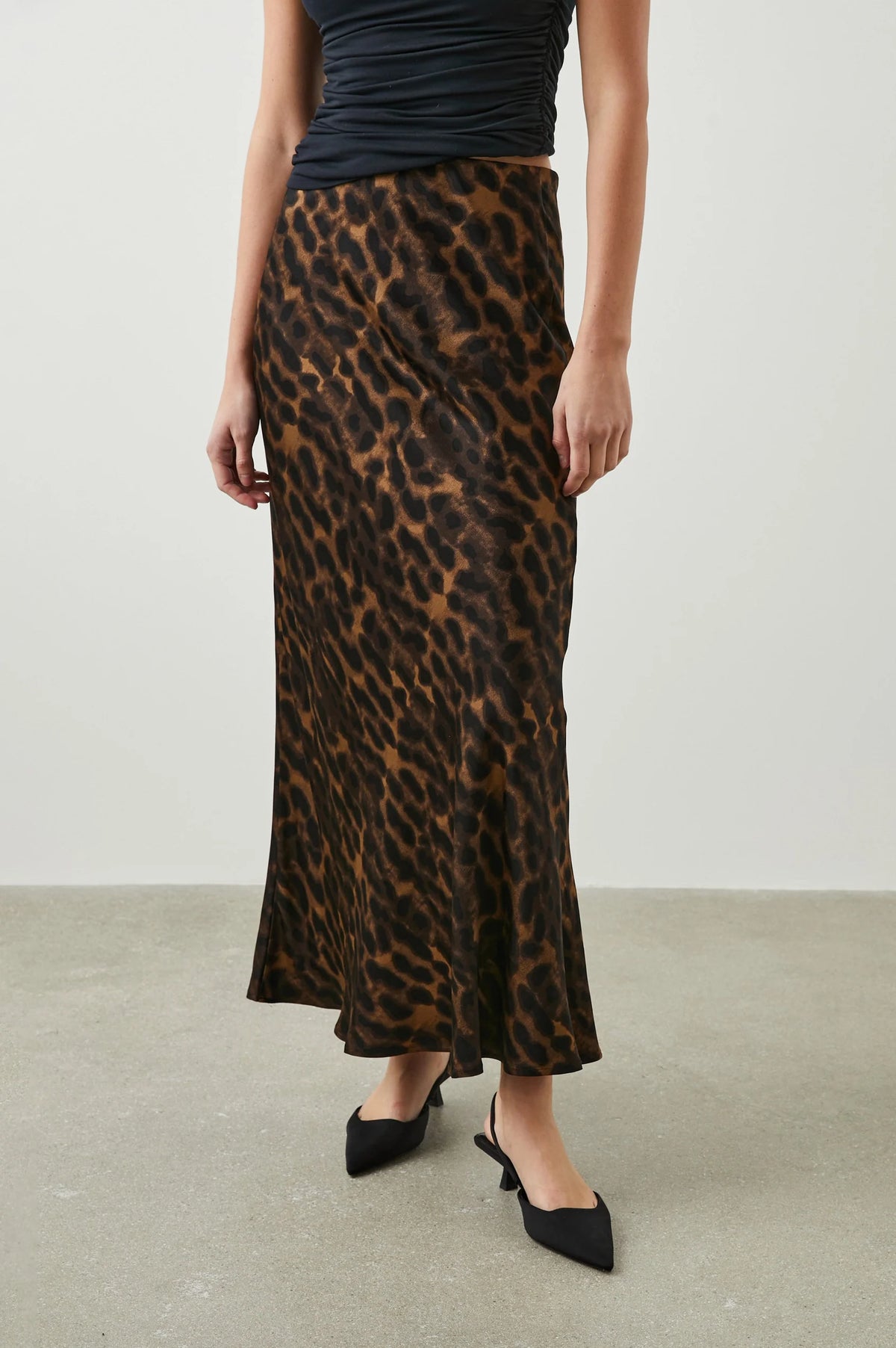 Full length leopard print slip skirt 