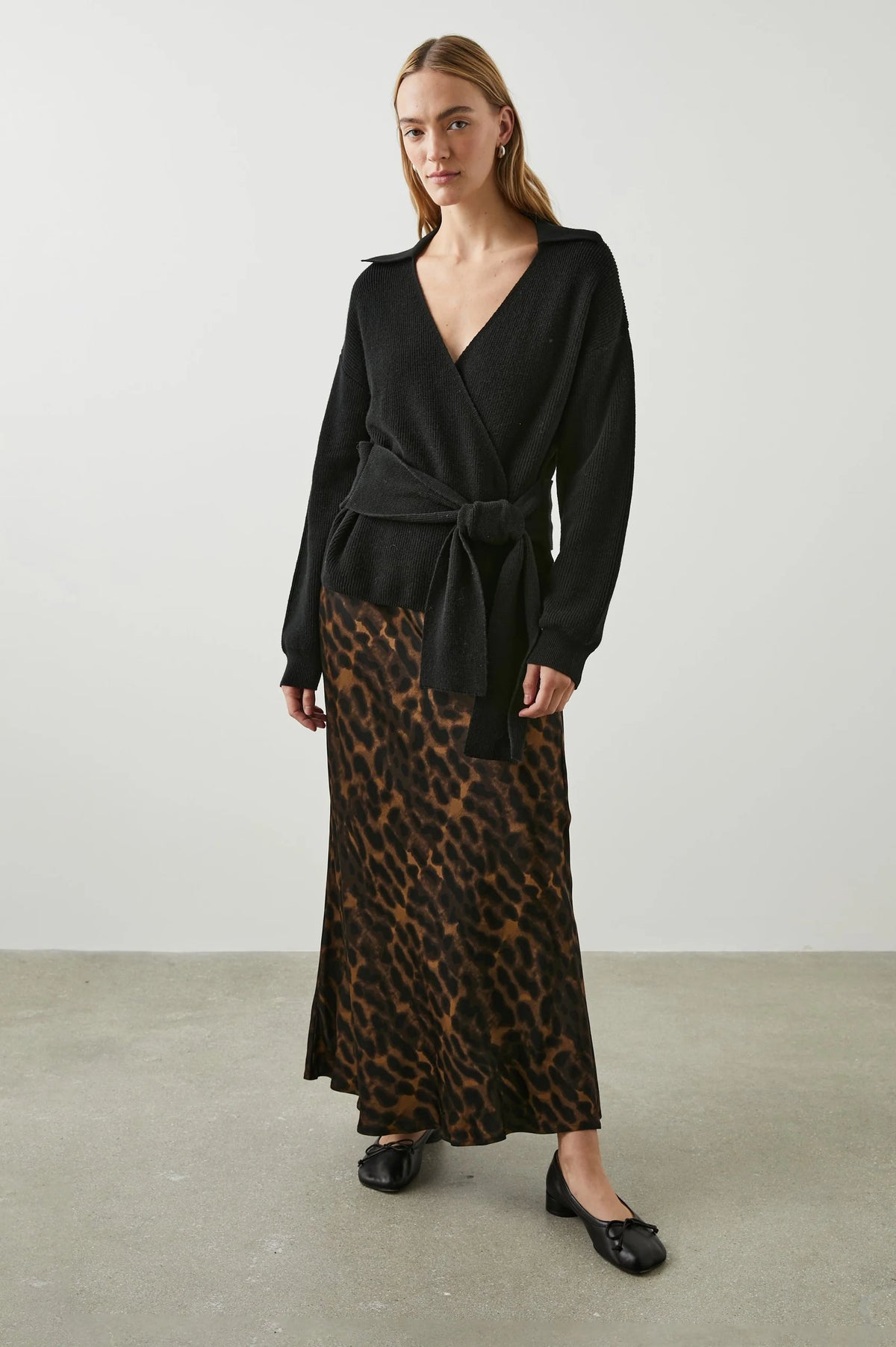 Full length leopard print slip skirt 
