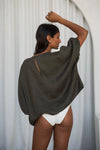 Rear view of linen top in khaki from Lilly Pilly